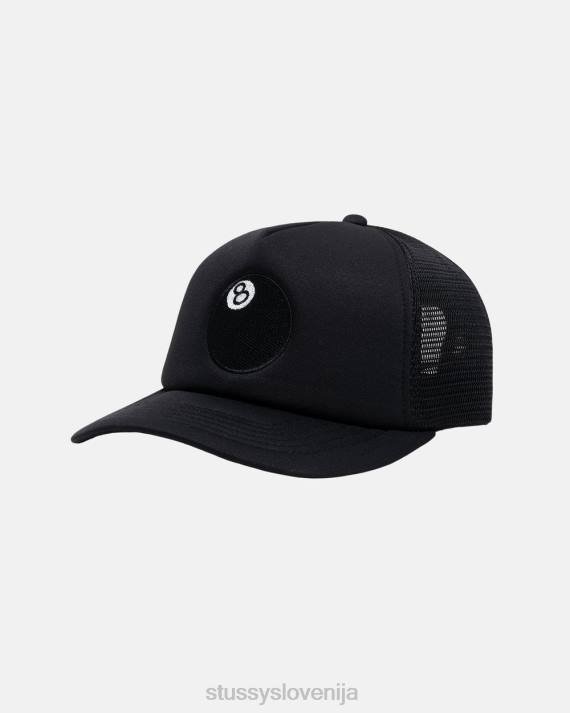 STUSSY 8XB0371 Črna pokrivala uniseks Tovornjakarska kapa z 8 žogami