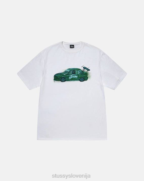 STUSSY 8XB021 bela majice uniseks majica z dirkalnim avtomobilom