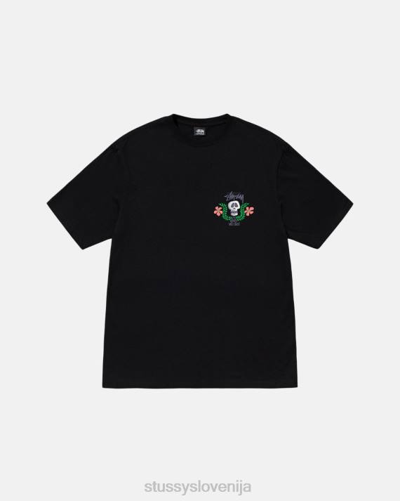 STUSSY 8XB048 Črna majice uniseks majica z lobanjim grebenom