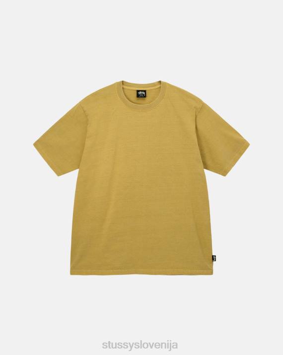 STUSSY 8XB074 gorčica majice uniseks težka pigmentno obarvana ekipa