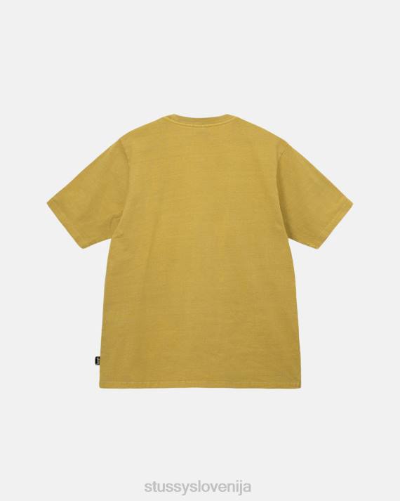 STUSSY 8XB074 gorčica majice uniseks težka pigmentno obarvana ekipa