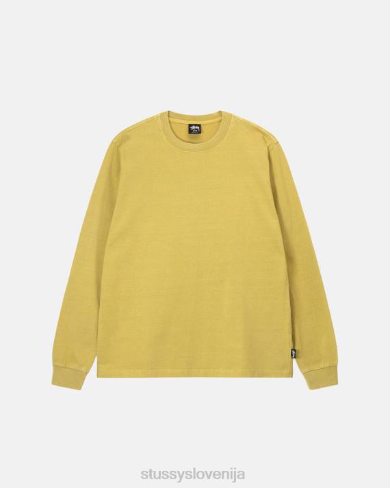 STUSSY 8XB086 gorčica majice uniseks težka pigmentno barvana ekipa