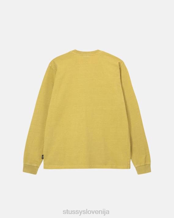 STUSSY 8XB086 gorčica majice uniseks težka pigmentno barvana ekipa