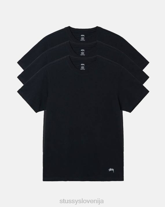 STUSSY 8XB089 Črna majice uniseks spodnja majica - 3 kom