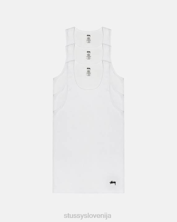 STUSSY 8XB091 bela majice uniseks rebrasti rezervoar - 3 pak