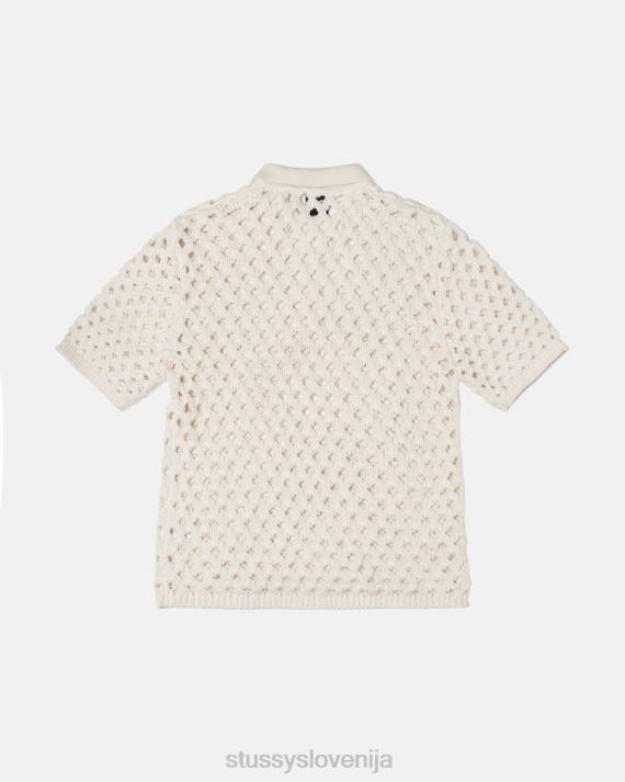 STUSSY 8XB0246 slonovina pletenine uniseks velik mrežast polo pulover
