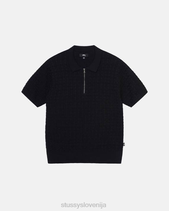 STUSSY 8XB0250 Črna pletenine uniseks polo pulover s pol zadrgo