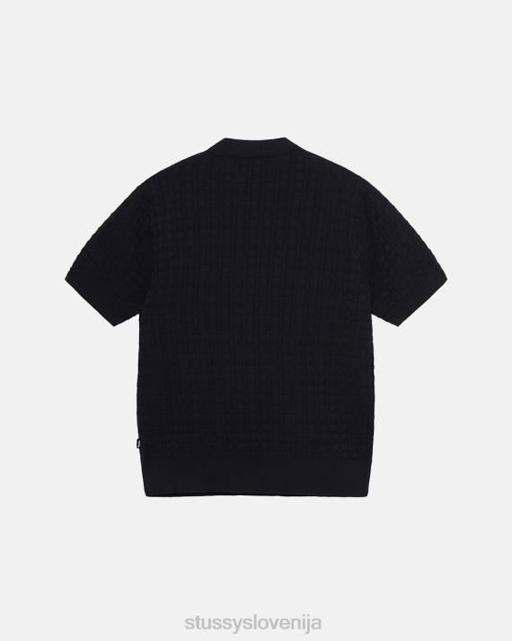 STUSSY 8XB0250 Črna pletenine uniseks polo pulover s pol zadrgo