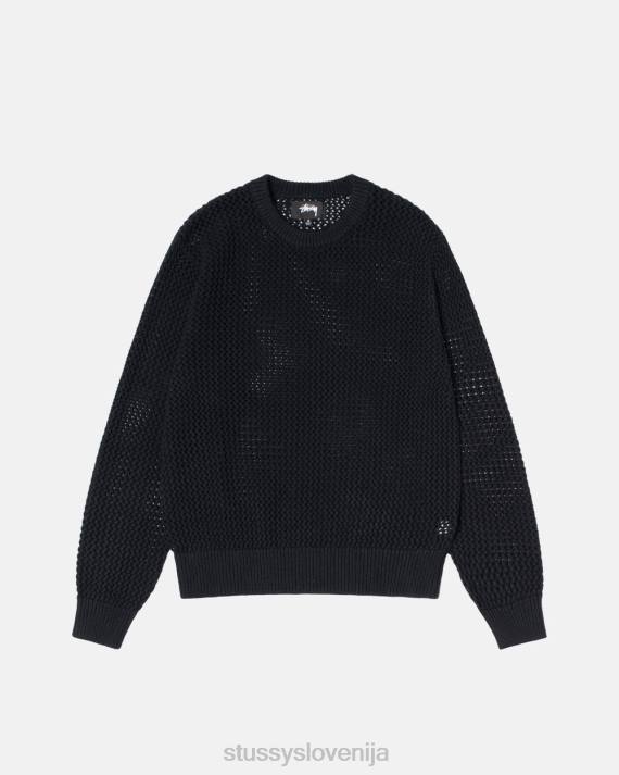STUSSY 8XB0255 trdna črna pletenine uniseks pigmentno obarvan ohlapen pulover