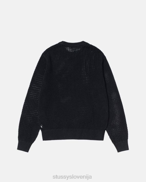 STUSSY 8XB0255 trdna črna pletenine uniseks pigmentno obarvan ohlapen pulover
