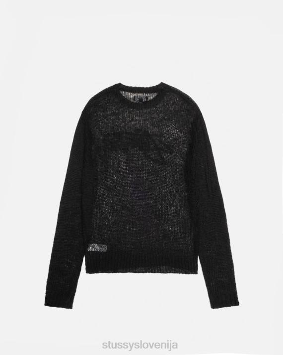STUSSY 8XB0263 Črna pletenine uniseks ohlapno pleten pulover z logotipom