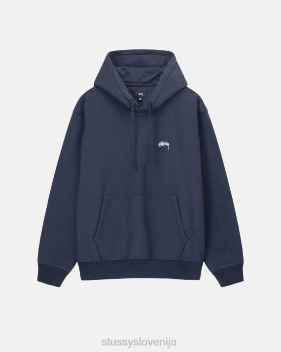 STUSSY 8XB0143 mornarica potenje uniseks prebarvan pulover s kapuco z logotipom
