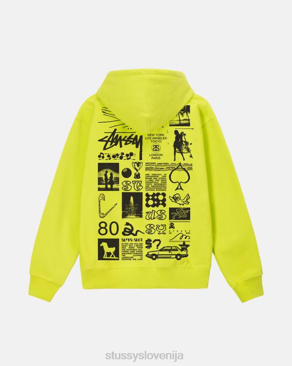 STUSSY 8XB0168 ključno apno potenje uniseks sara pulover s kapuco na zadrgo