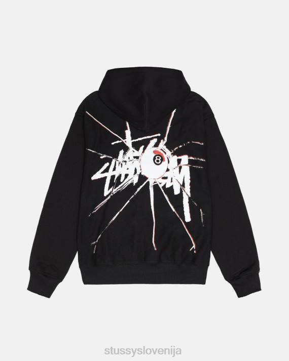 STUSSY 8XB0172 Črna potenje uniseks razbit pulover s kapuco na zadrgo