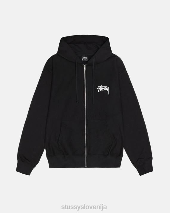 STUSSY 8XB0172 Črna potenje uniseks razbit pulover s kapuco na zadrgo