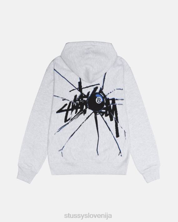 STUSSY 8XB0173 pepelna vresa potenje uniseks razbit pulover s kapuco na zadrgo