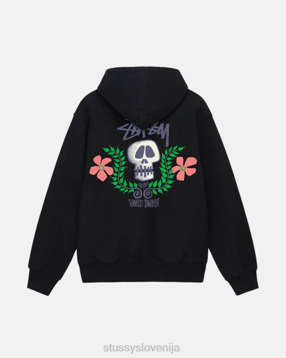 STUSSY 8XB0177 Črna potenje uniseks pulover s kapuco z lobanjim grbom