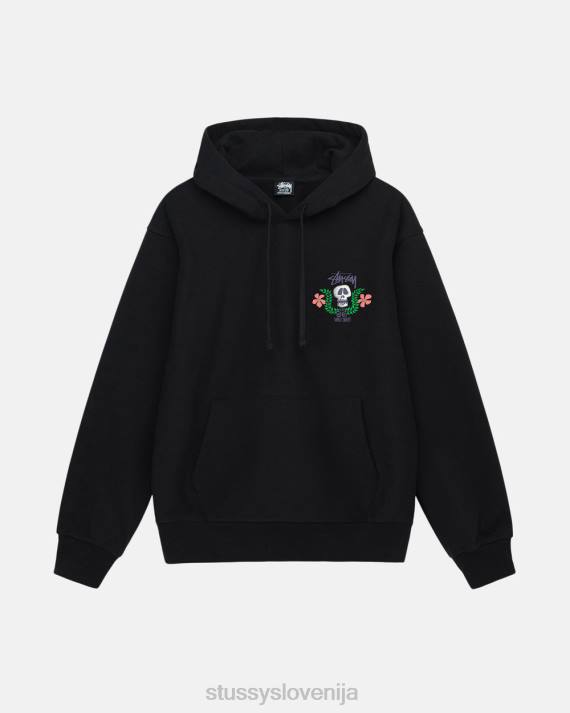 STUSSY 8XB0177 Črna potenje uniseks pulover s kapuco z lobanjim grbom