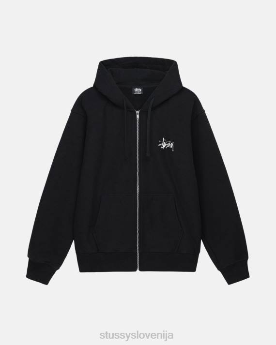 STUSSY 8XB0201 Črna potenje uniseks osnovni pulover s kapuco na zadrgo