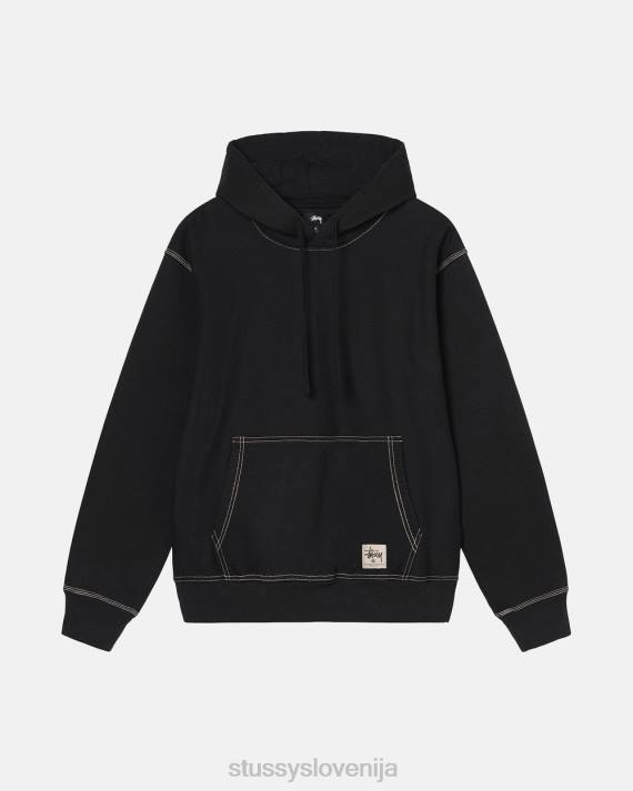 STUSSY 8XB0210 Črna potenje uniseks pulover s kapuco s kontrastnimi šivi