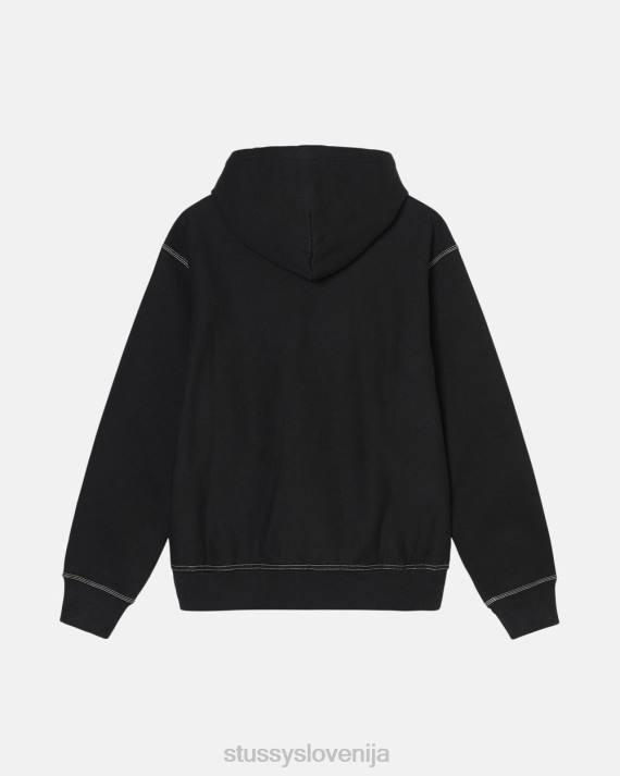 STUSSY 8XB0210 Črna potenje uniseks pulover s kapuco s kontrastnimi šivi