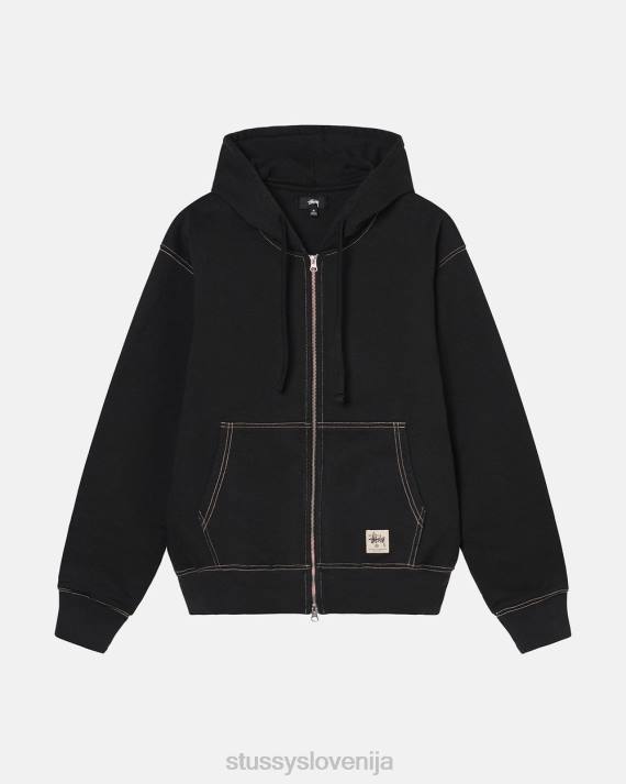 STUSSY 8XB0211 Črna potenje uniseks pulover s kapuco in zadrgo z dvojnim obrazom