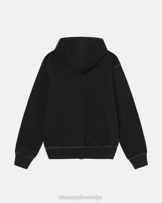 STUSSY 8XB0211 Črna potenje uniseks pulover s kapuco in zadrgo z dvojnim obrazom