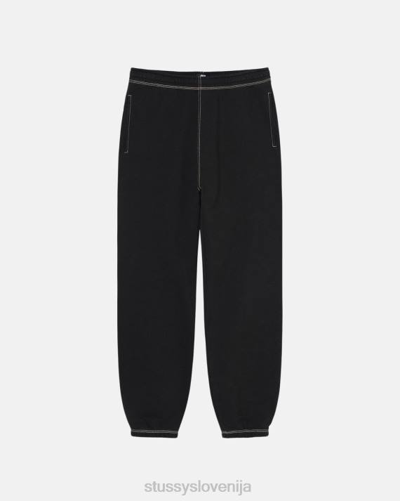 STUSSY 8XB0212 Črna potenje uniseks hlače z etiketo s kontrastnim šivom