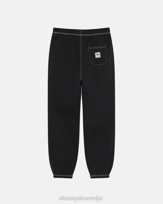 STUSSY 8XB0212 Črna potenje uniseks hlače z etiketo s kontrastnim šivom