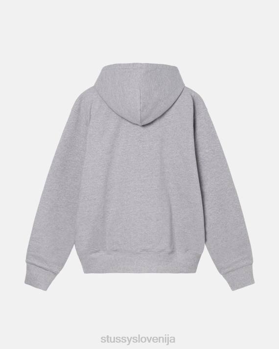 STUSSY 8XB0214 sivo vresje potenje uniseks pulover s kapuco in zadrgo z dvojnim obrazom