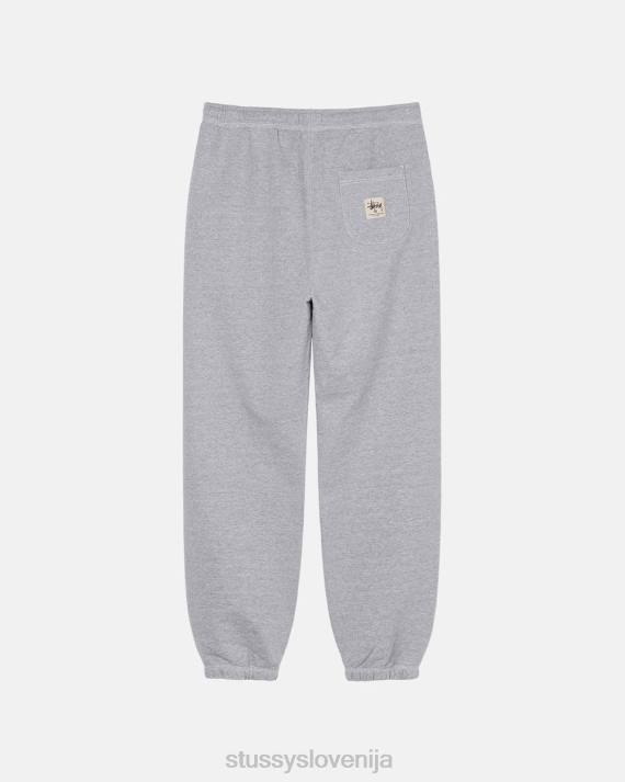 STUSSY 8XB0216 sivo vresje potenje uniseks hlače z etiketo s kontrastnim šivom
