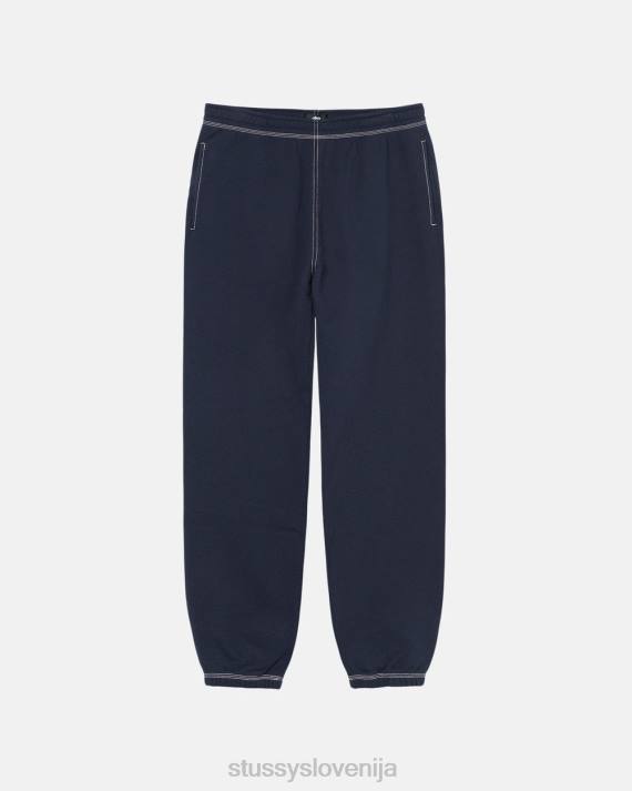 STUSSY 8XB0219 mornarica potenje uniseks hlače z etiketo s kontrastnim šivom