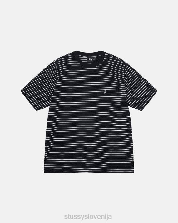 STUSSY 8XB0494 Črna top & srajce uniseks pin striped ss crew