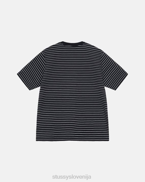 STUSSY 8XB0494 Črna top & srajce uniseks pin striped ss crew
