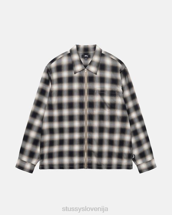 STUSSY 8XB0499 Črna top & srajce uniseks eddie karirasta majica z zadrgo