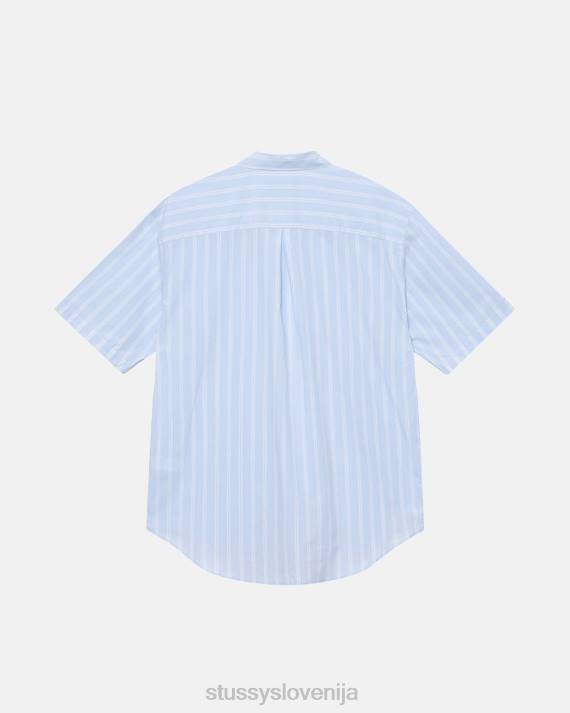STUSSY 8XB0501 lt. modri trak top & srajce uniseks škatlasta črtasta ss srajca