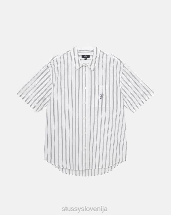 STUSSY 8XB0502 umazano bel trak top & srajce uniseks škatlasta črtasta ss srajca