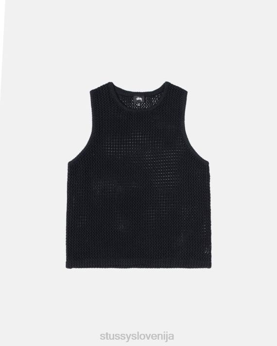 STUSSY 8XB0505 trdna črna top & srajce uniseks o'barvan težki mrežasti rezervoar