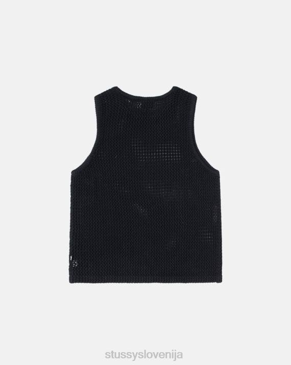STUSSY 8XB0505 trdna črna top & srajce uniseks o'barvan težki mrežasti rezervoar
