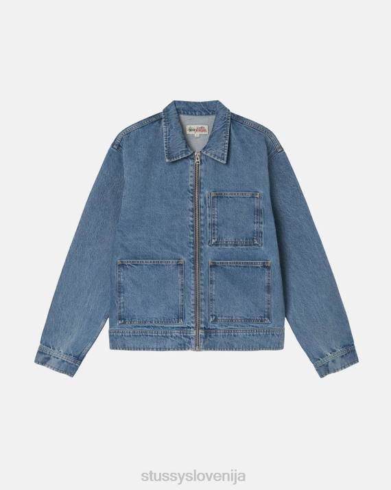 STUSSY 8XB0346 sprano modra vrhnja oblačila uniseks delovna jakna iz jeansa na zadrgo
