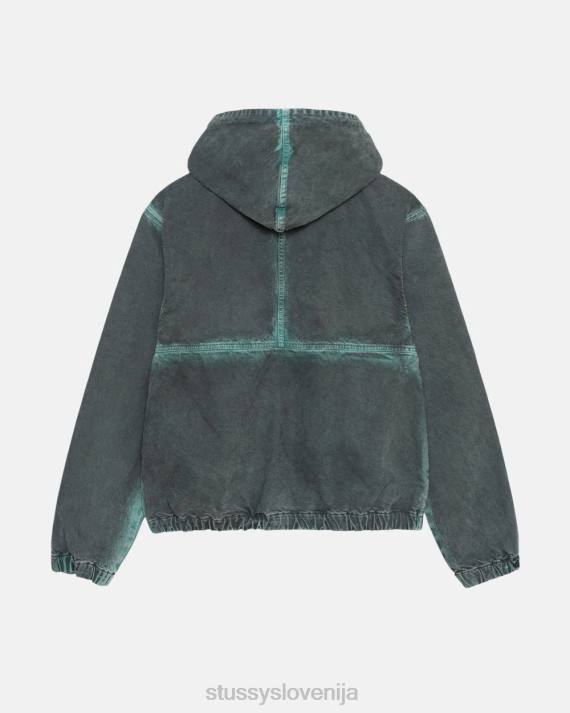 STUSSY 8XB0361 Črna vrhnja oblačila uniseks Spray dye delovna jakna s kapuco