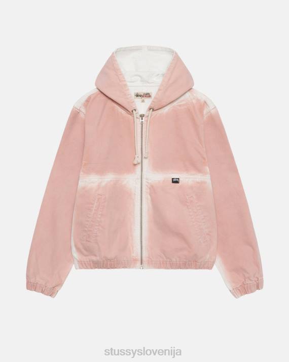 STUSSY 8XB0362 bledo roza vrhnja oblačila uniseks Spray dye delovna jakna s kapuco